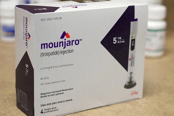 Mounjaro (tirzepatide) injection packaging, used for managing Type 2 Diabetes and aiding weight loss.